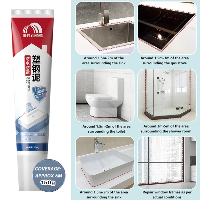 Bathroom Caulk Siliconized - Colla Impermeabile in Plastica e Acciaio
